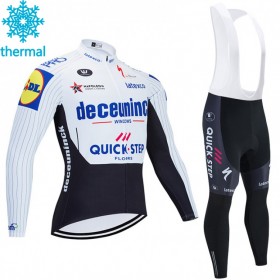 Set Fietsshirt Lange Mouw + Lange Koersbroek 2020 Deceuninck-Quick-Step N004 Winter Thermal Fleece